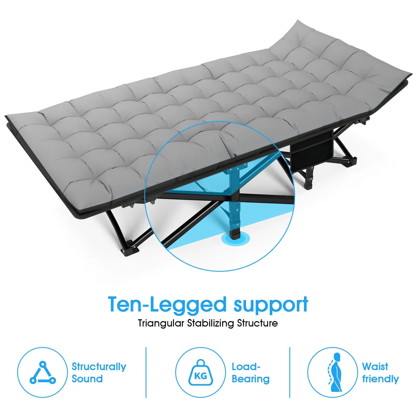 Campingbett 2025: Klappbares Camping Feldbett Heavy Duty Tragbar - Outdoor Camping Bett Erwachsene Strand RV 200KG Belastung