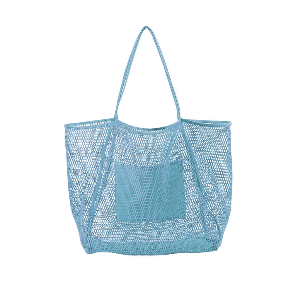 Women Swimming Beach Mesh Bag Ladies Shoulder Bag Large-capacity Travel Portable Storage Bag Multifunction Handbag