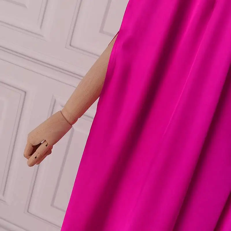 Elegant Evening Dress 2024 VONDA Women Pleated Stand Collar  Long Sleeve Satin Party Sundress Casual Solid Loose Robe Vestidos