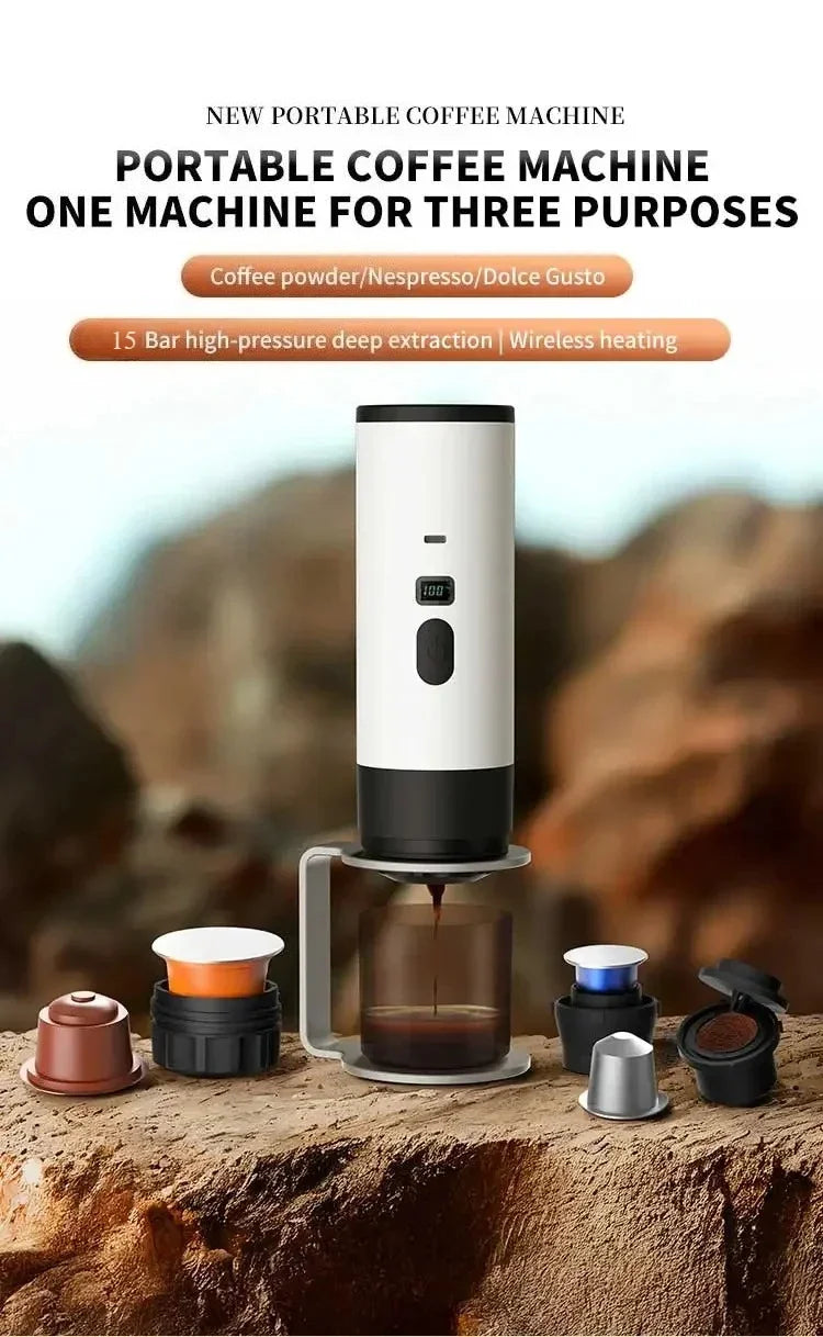 Kaffeemaschine 2025: INSIS FEMME Portable Electric Coffee Maker 3-in-1 - Capsule Coffee Grinder Travel Cordless Heating Car Home Camping Collection