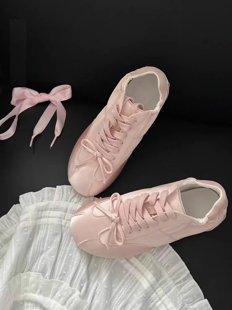 Ballett Tanz Schleife Ballett Flache Schuhe 2025 - Casual Schleifenknoten Flacher Boden Tanz Schuhe - Weiche Flats Kleine Weiße Schuhe Frauen Mädchen