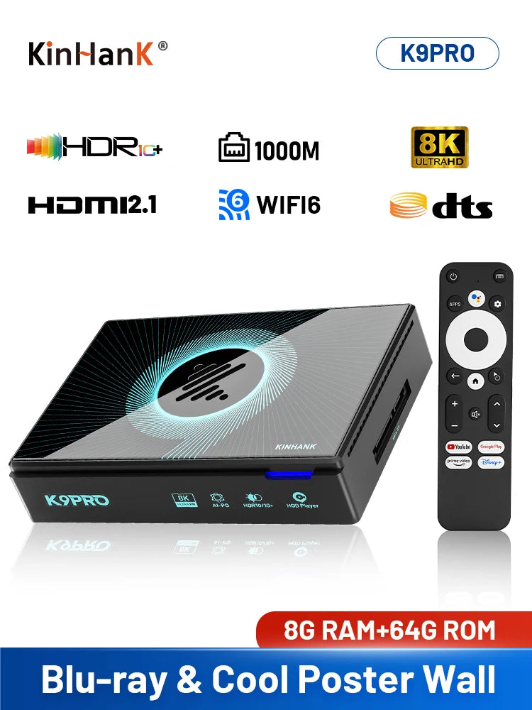 Kinhank K9PRO Android TV 12.0 8K@60FPS - WiFi6 HDR10+