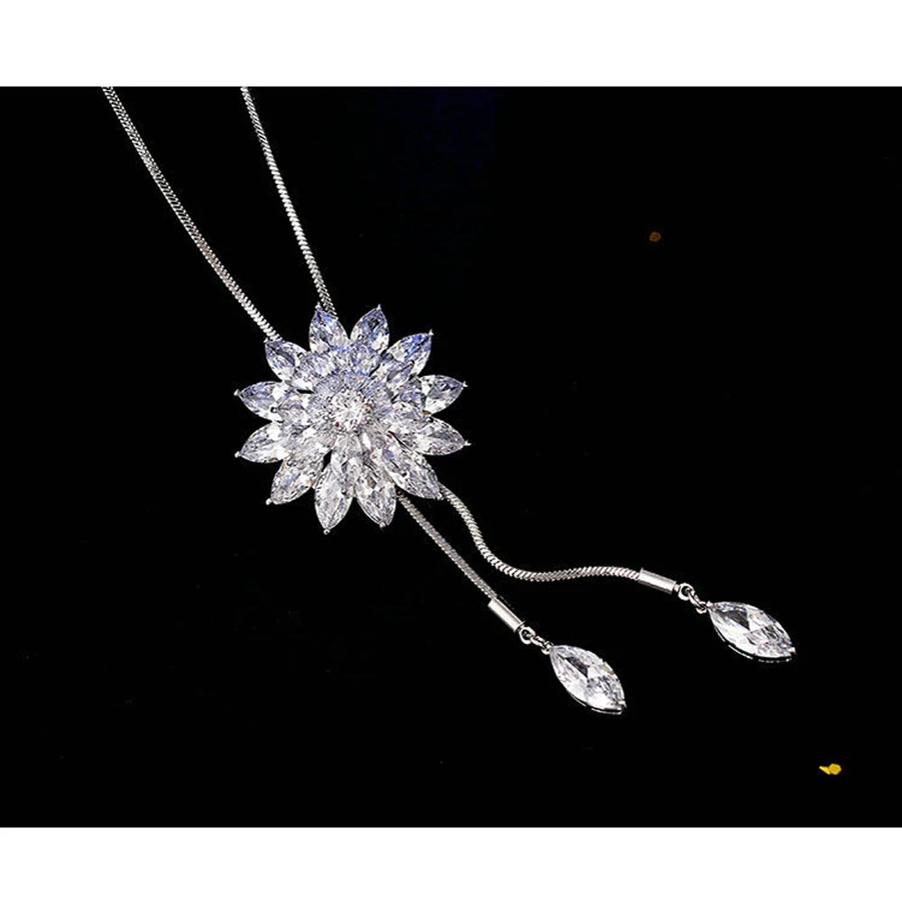 FSUNION 2025 New Elegant Simulated Pearl Choker for Women Silver Color Chain Long Necklaces Pendant Fashion Jewelry Accessories