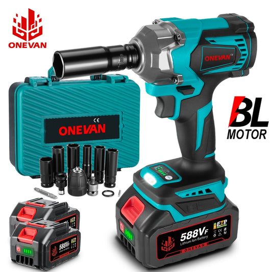 ONEVAN 1200N.M Brushless Electric Impact Wrench 3 Funtion 1/2" Cordless Screwdriver Electric Drill for BL1840B BL1850 18V Batter