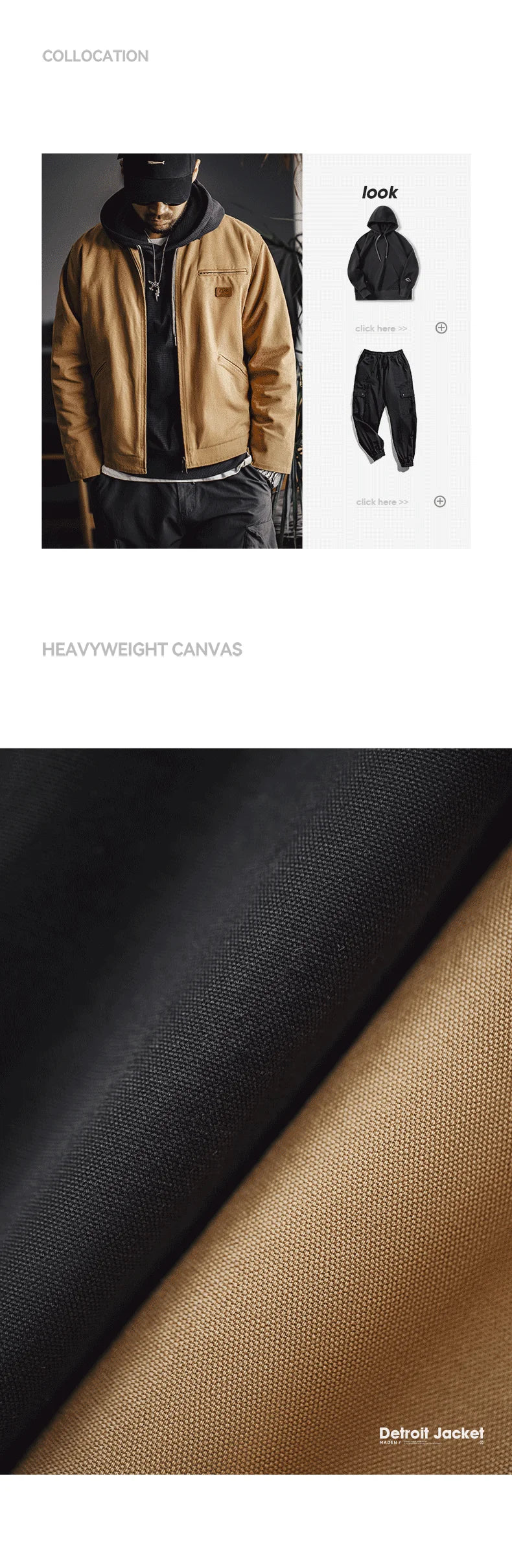 Jachetă retro din pânză Maden J001 - fermoar, bumbac