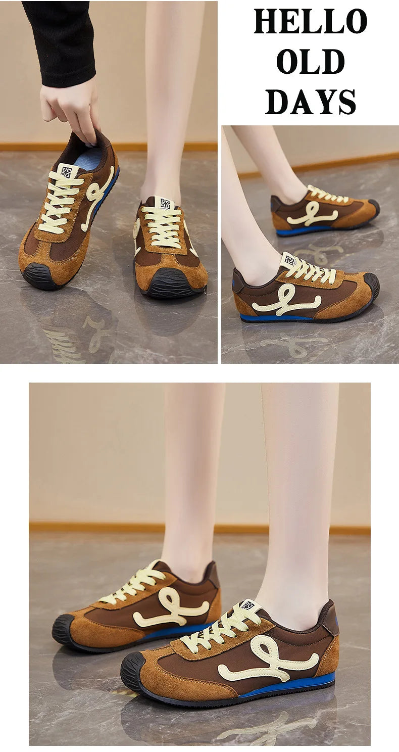 New Fashion Women's Shoes 2025 Spring Autumn Platforms Sneakers Comfortable Flat Shoes Lace-up Non Slip Casual Vulcanized Shoes