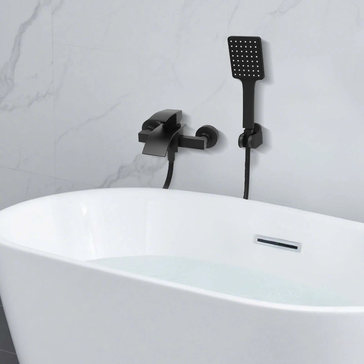 NONE Wasserfall-Badewannenarmatur Wandmontiert 2 Ausläufe