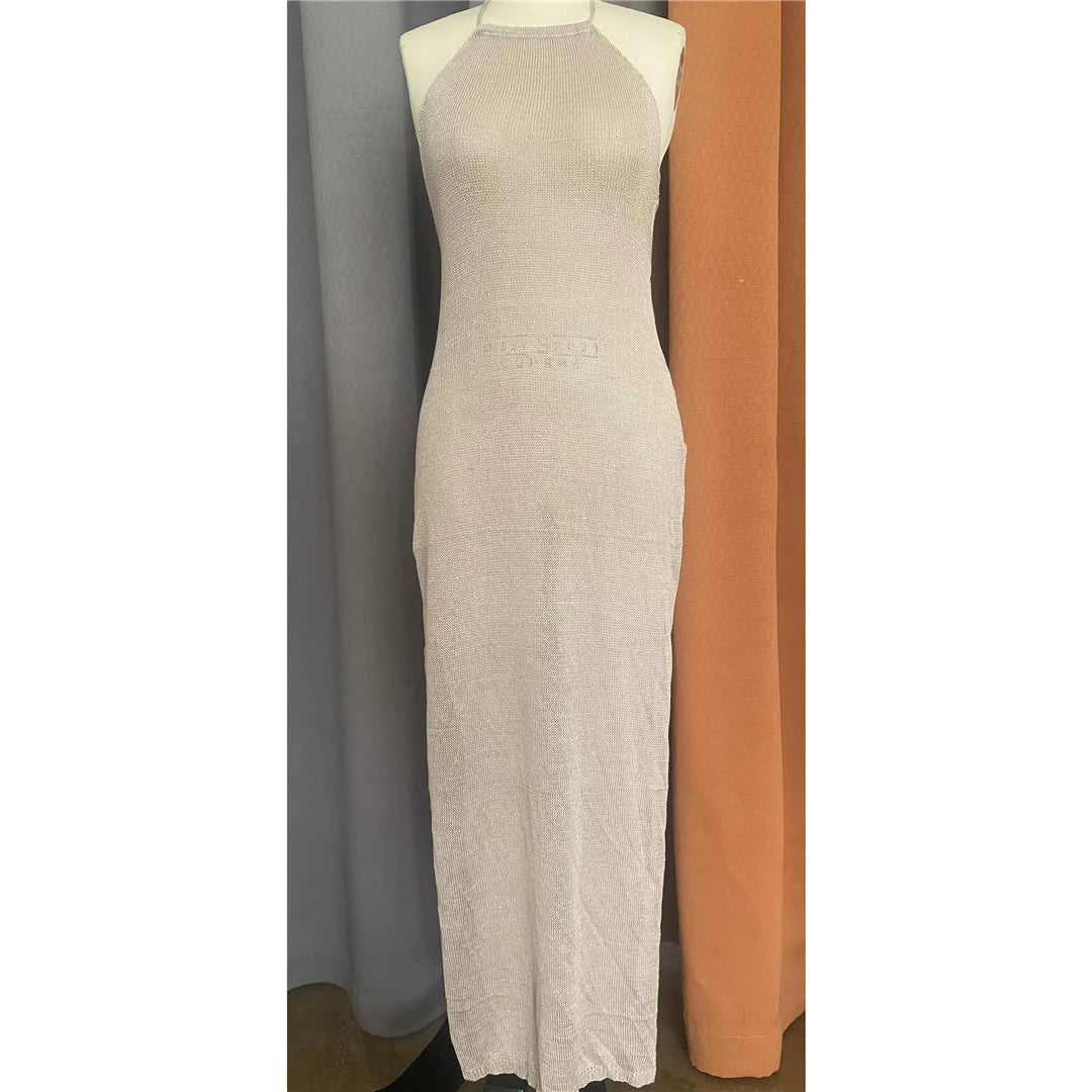 Elegant 12 Farben High Slit Häkel Gestrickt Maxi Kleid - Lang Strand Cover Up Urlaub Party Kleider Strandmode
