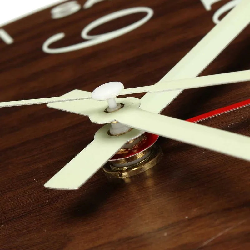 Luminous Wall Clock 12 Inch Wooden Silent Non-Ticking Kitchen Wall Clocks with Night Lights for Indoor/Outdoor Living Room