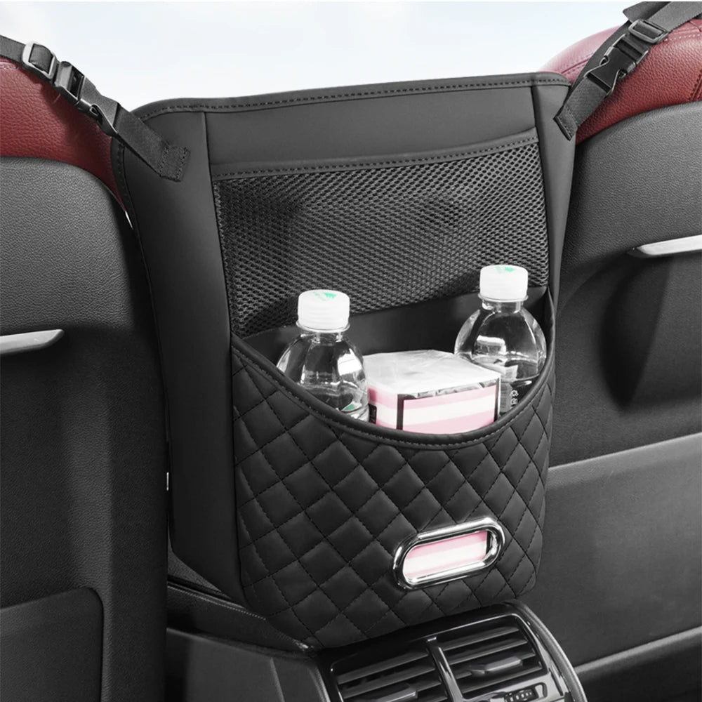 Car Seat Storage Bag For Handbag Tissue Drink Auto Armrest Box Hanging Pocket PU Leather Organizers Kit Accessories For Car Seat