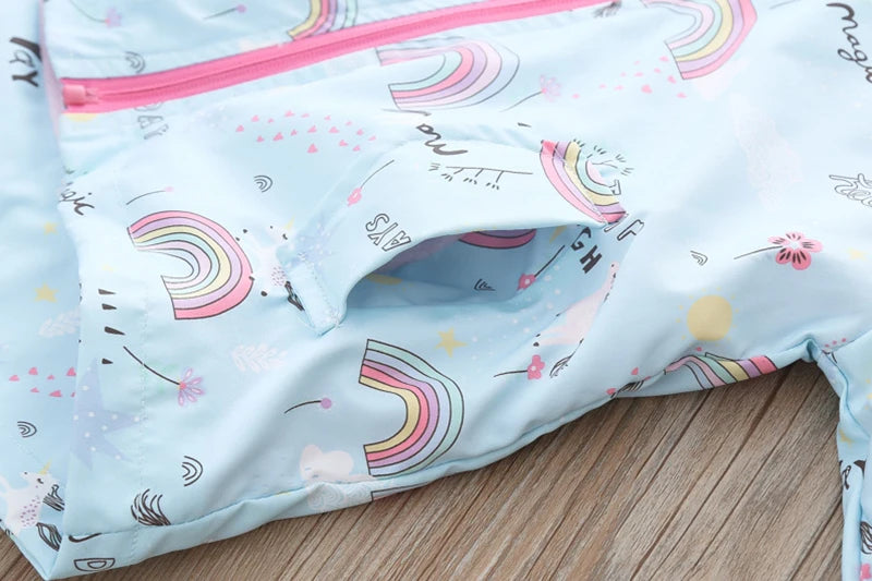 Jachetă pentru copii 2025: Curcubeu-Unicorn cu glugă și fermoar - Colecția de îmbrăcăminte pentru copii