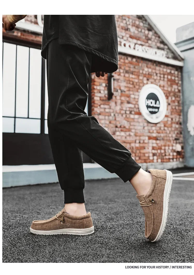 Pantofi sport pentru bărbați, pantofi de sport de vară, respirabili, ușori, din pânză, de dimensiuni mari, mocasini de mers pe jos