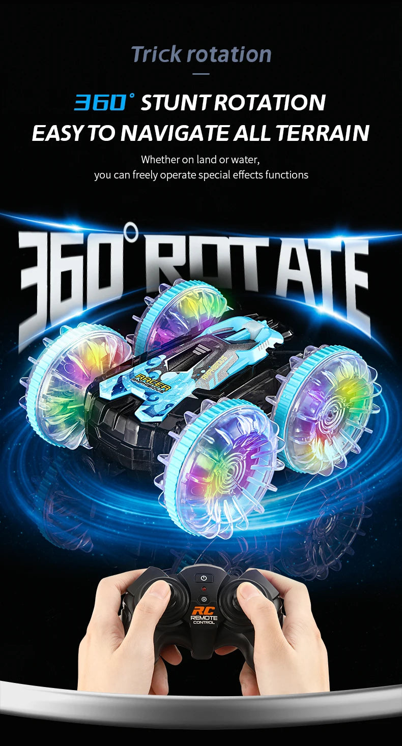 RC-Auto 2025: Neues RC-Stunt-Amphibien-Offroad-Elektro-Remote-Control-Vehicle-Doppelseitiges-Tumbling-Car-Kinder-Licht-Toys-Geschenke-Sammlung