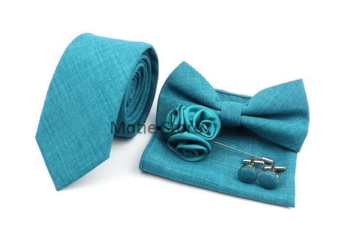 Neues Design 27-farbiger Männer-Accessories-Set: Klassische Baumwoll-Taschentuch, Manschettenknöpfe, Fliege für Hochzeit, Party, Geschenke