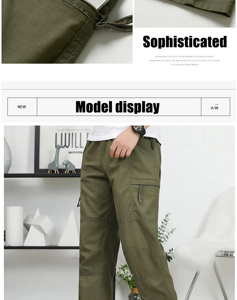 IPPOLICH Loose Fit Trousers Youth Workwear Pants New Cargo Pants Men's Loose Straight Oversize Clothing Men Casual Street Pants