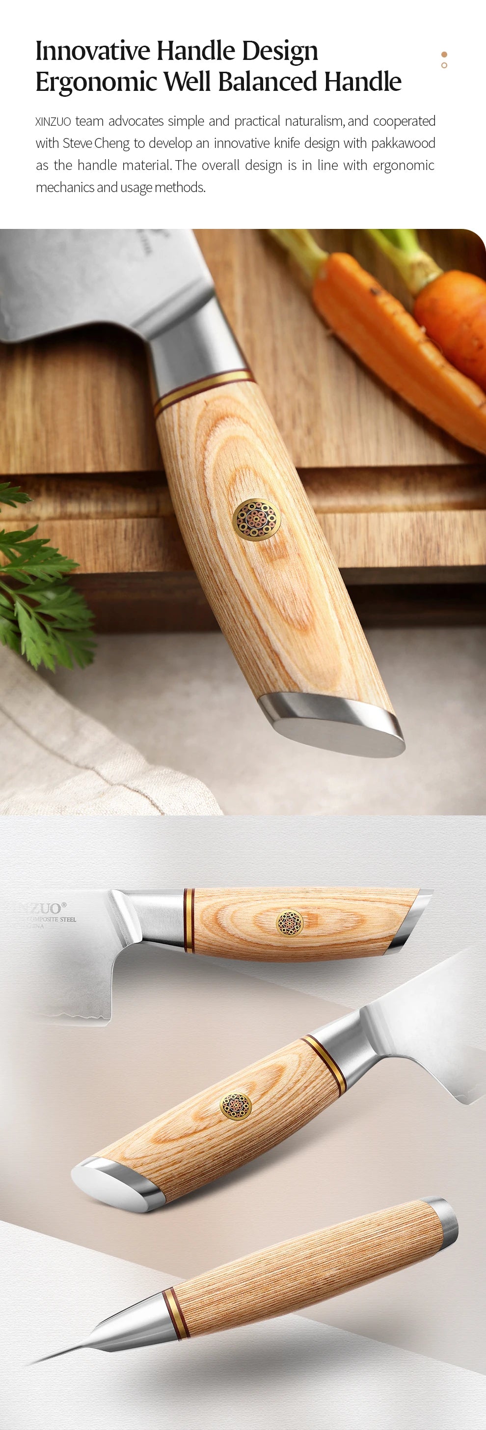 XINZUO 1-6PCS Pro Kitchen Knife Set – 10Cr15CoMoV Steel Core Blades & Japanese Pakkawood Handle for Ultimate Precision