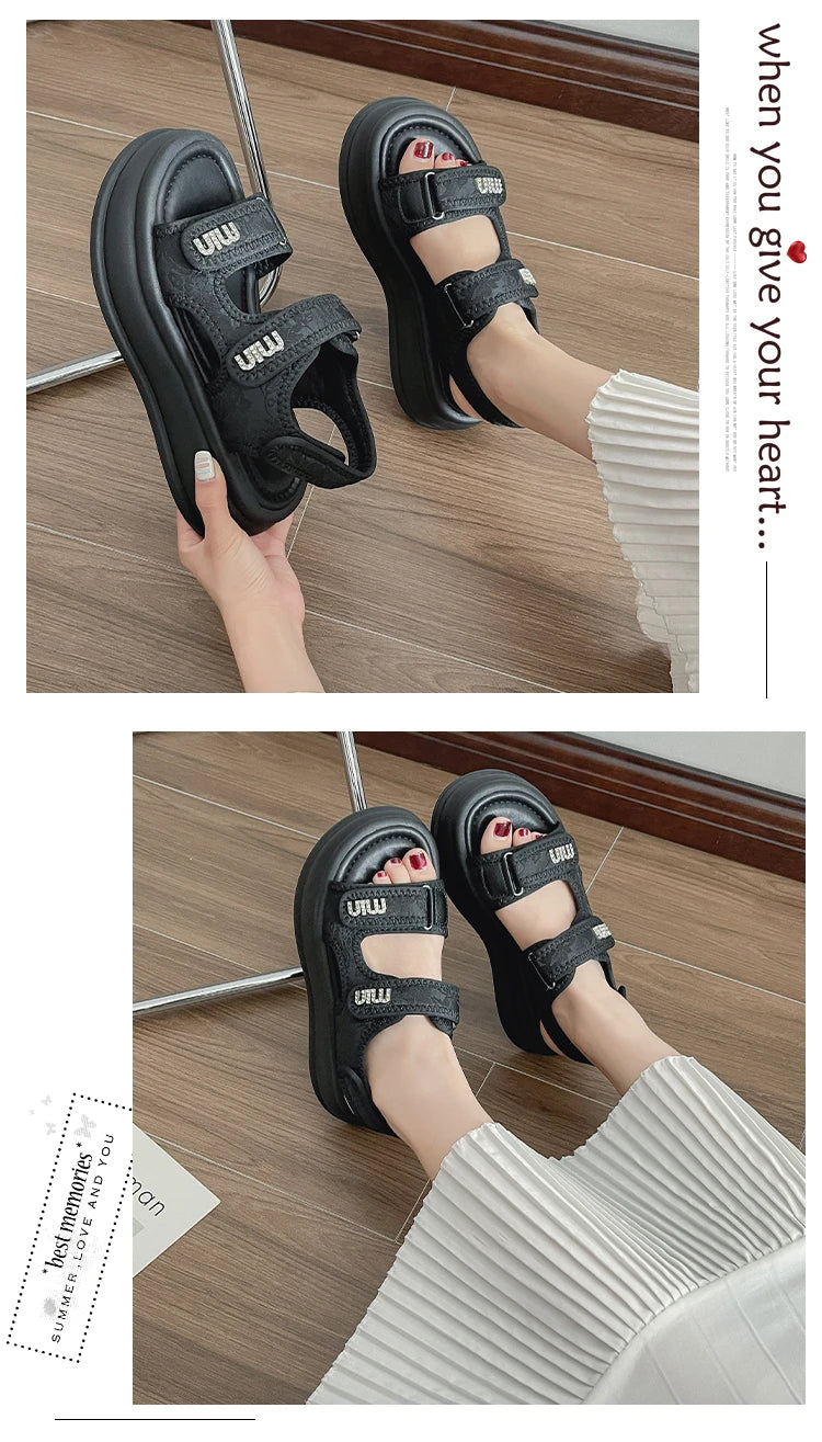 New Embroidery Casual Roman Designer Platform Sandals Women HOOk&LOOP Flats Summer Casual Ladies Outdoor Shoes Zapatos De Mujer