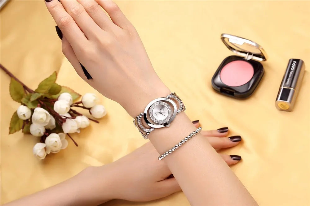 Damen-Uhr 2025: CRRJU Gold Watch Women Luxury Brand bracelet Ladies Quartz-Watch - Gifts For Girl Full Stainless Steel Rhinestone wristwatches whatch Collection
