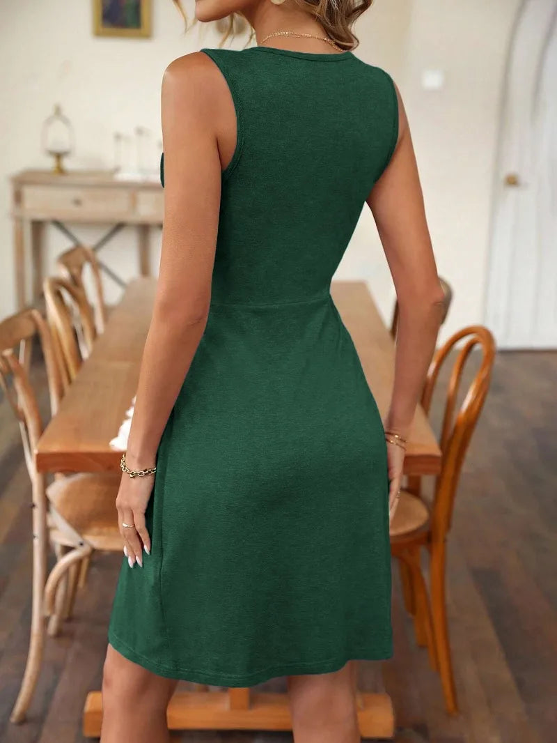 Elegant Party Women's Dresses 2024 Slimming Dress Summer elegant Hottie Knitted Fabric Folds Fashionable Sleeveless Casual Clothing