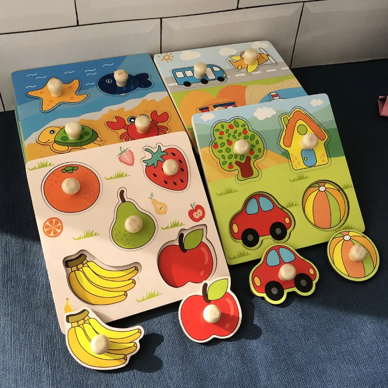 Montessori Holzspielzeug 2025 - Lernspielzeug Puzzle Kinder 1-3 Jahre Back to School