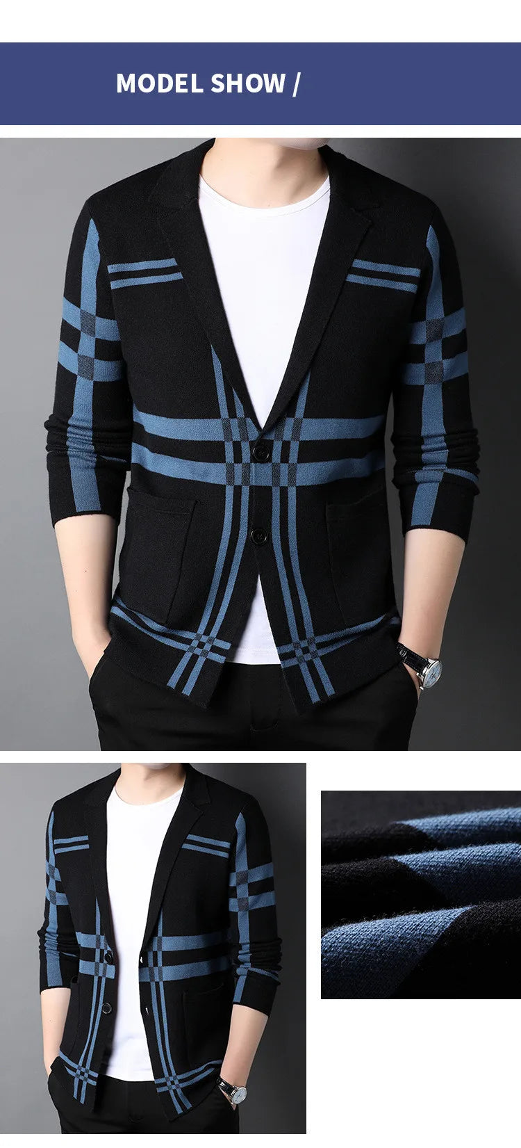 IGLDSICN Cardigan V-Ausschnitt - Größen, Material, Plaid