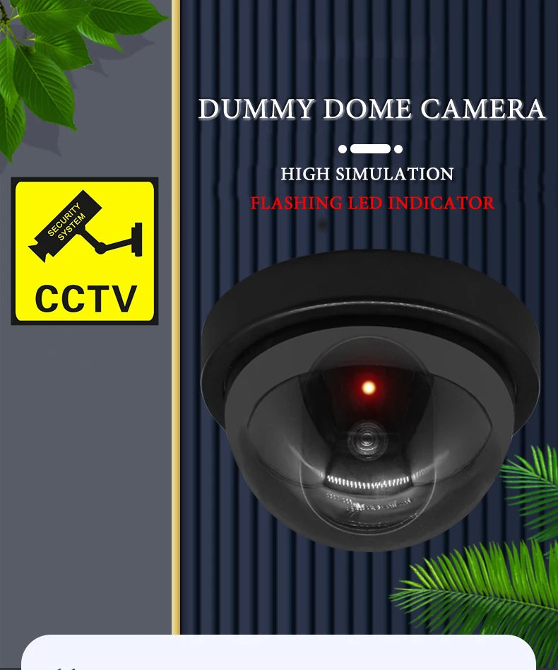Attrappe-Kamera 2025: Creative Black Plastic Dome CCTV - Flashing LED Fake Camera AA Battery Collection