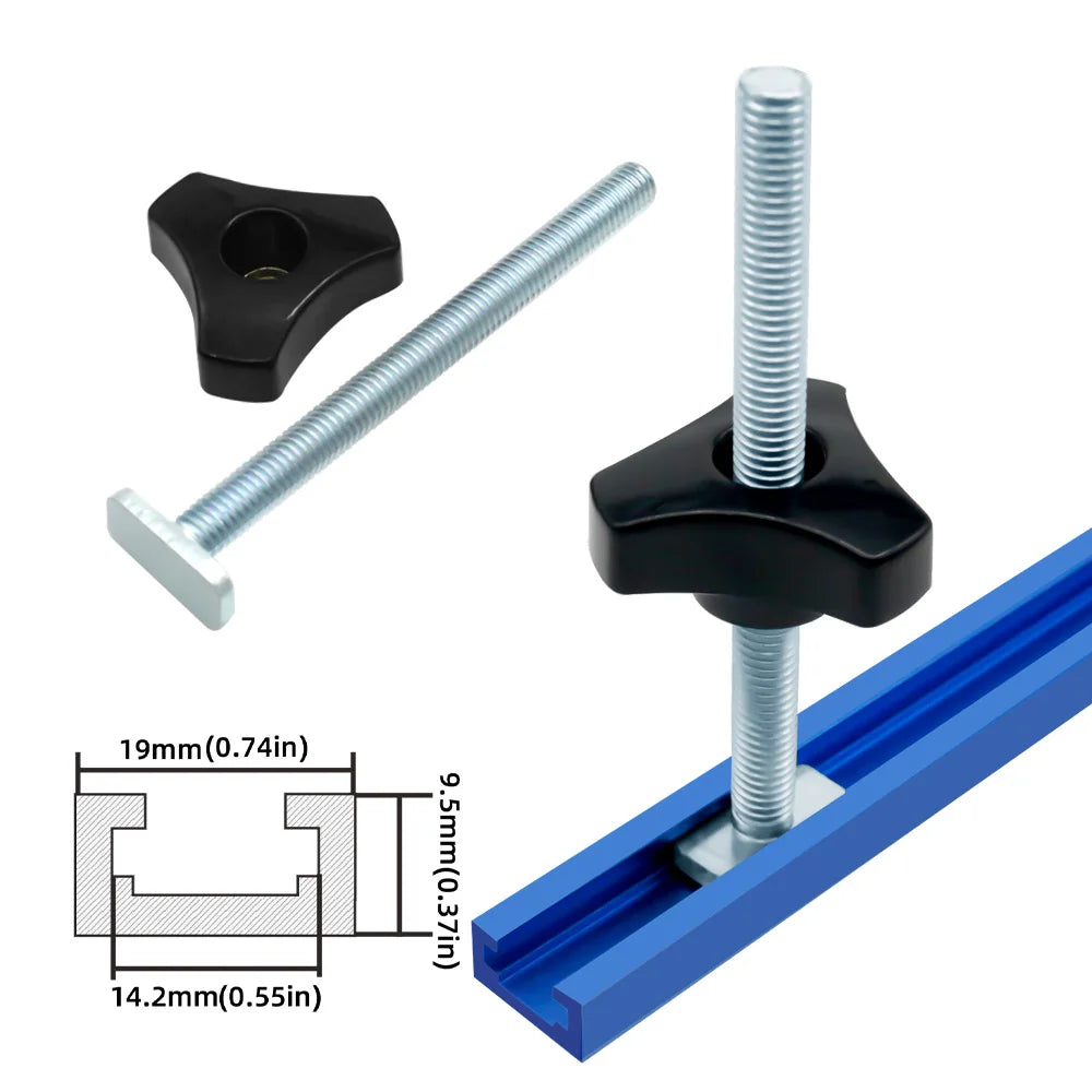 T Track Bolts Knob Kit Miter Track Sliding Nut T-Slider T Slot T Bolt For Woodworking Jigs Fixtures Tools Kit Accessories DIY