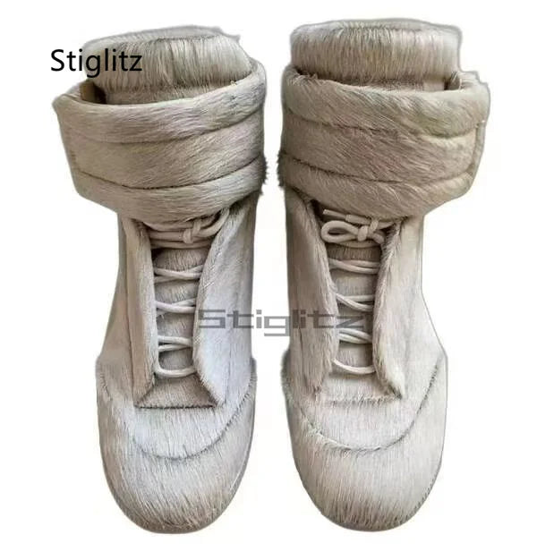 Herren High Top Leder Sneaker - Größe 40-46, Klettverschluss