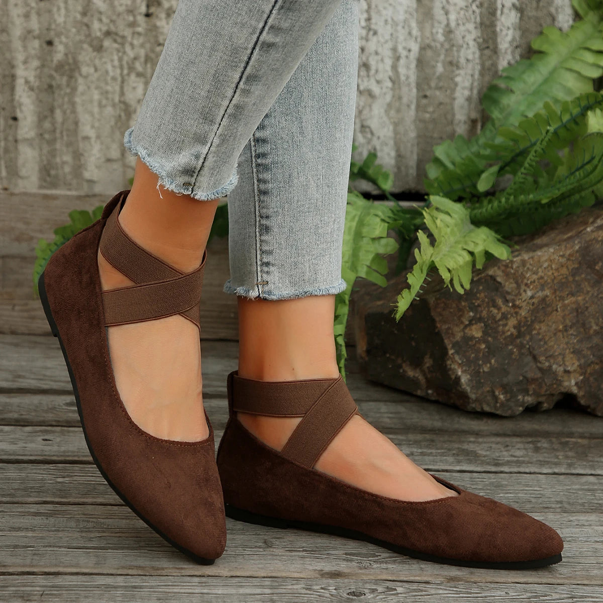 RZSMTYA Damen Atmungsaktiv Loafer - Gummisohle Spitze