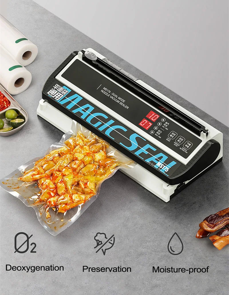 MS175 Vacuum Sealer Machine Wet Vacuum Sealer Packaging Machine Professional Food Plastic Bag Sealer 220V/110V