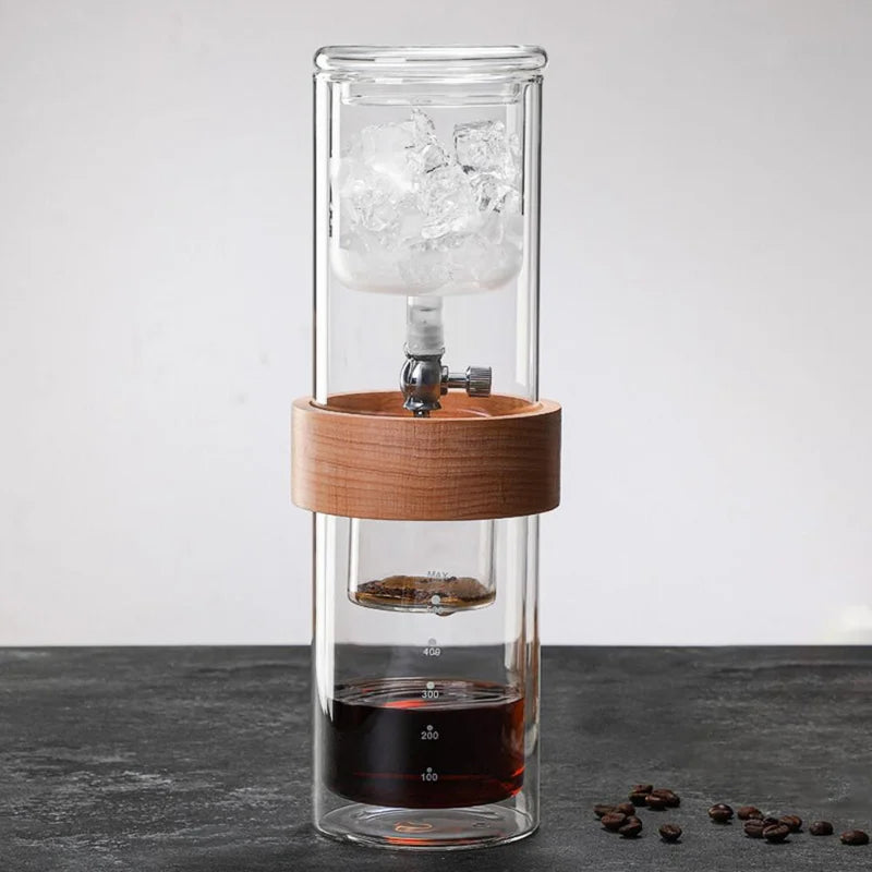 Glass Ice Drip Cold Brew Coffee Pot Portable Ice Cold Drinking Coffee Maker Home Kitchen Use Pour Over Kettle Removable Cleaning