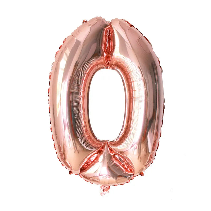 YONGSNOW 32Zoll Zahlenballon - Aluminiumfolie Rosegold