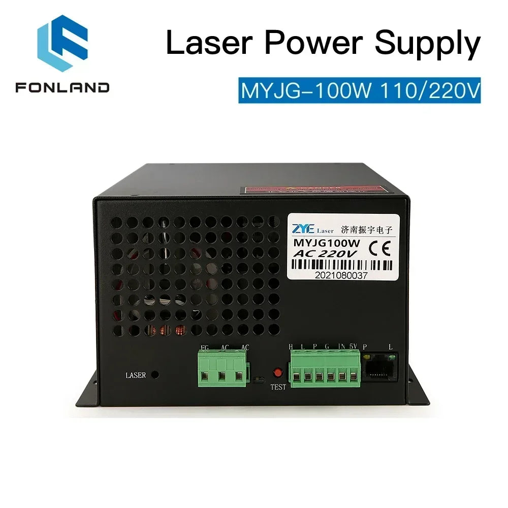 Sursă de alimentare laser CO2 Fonland 80 100W, înlocuire pentru mașina de gravat și tăiat tuburi cu laser CO2 RECI W2 T2 M100W