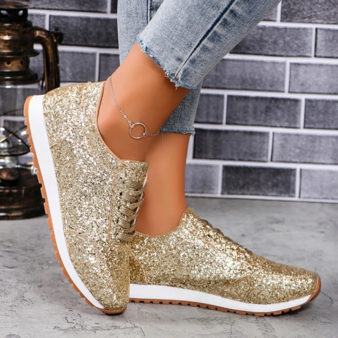 Sneakers Women Casual Shoes Women Fashion Autumn Sequin Sneakers Women Shallow Platform Vulcanize Shoes Zapatillas De Mujer