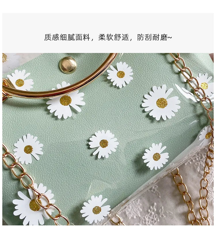Fashion Crossbody Bags for Women Summer and Autumn New Daisy Print Pattern Jelly Women Bags One Shoulder Portable Female Handbag