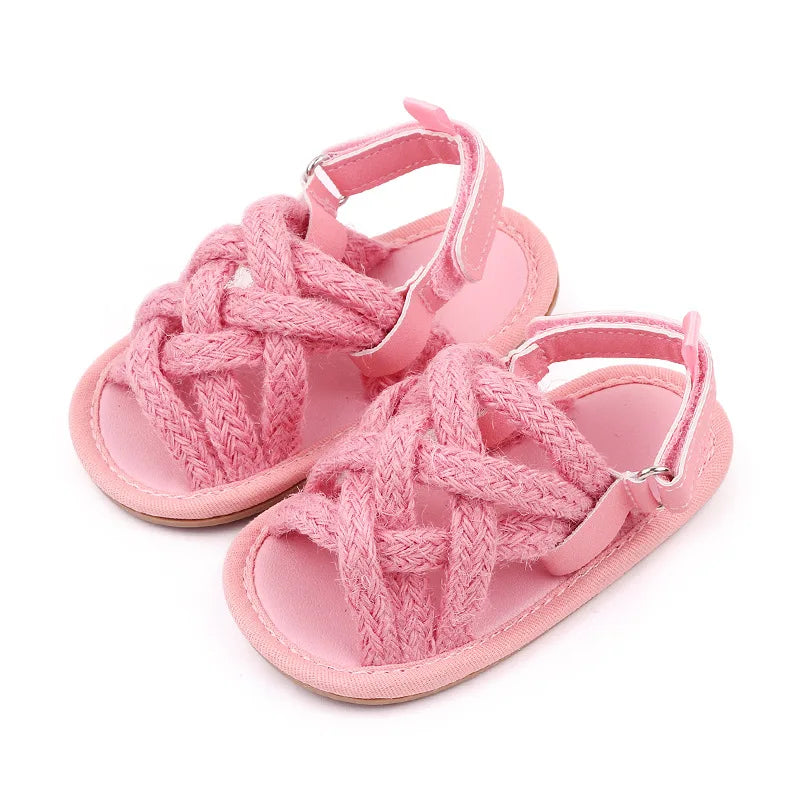 Baby Mädchen Blumen Spitze Krippe Sandalen 2025 - Süße Sommer Weiche Sohle Flache Prinzessin Schuhe - Säugling Rutschfest Erste Laufschuhe