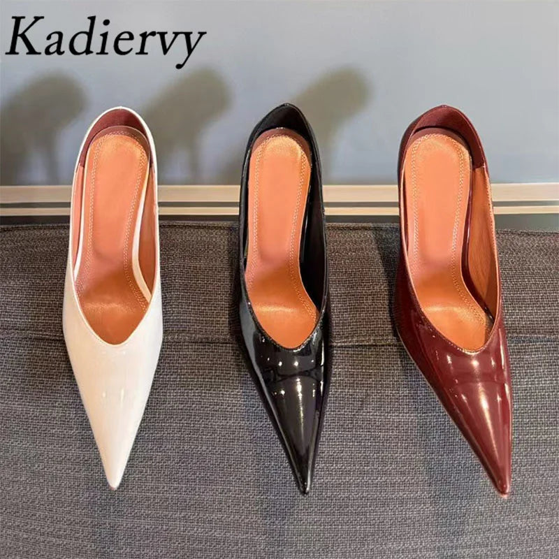 Kadiervy Pumps Spitz Slip On - Lackleder 10 cm Stiletto