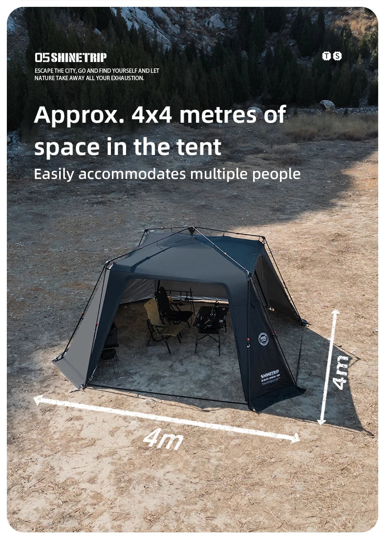 ShineTrip05 Series Oversized Quick Build Waterproof Silver Coated Canopy Sunproof Camping Auto Dome