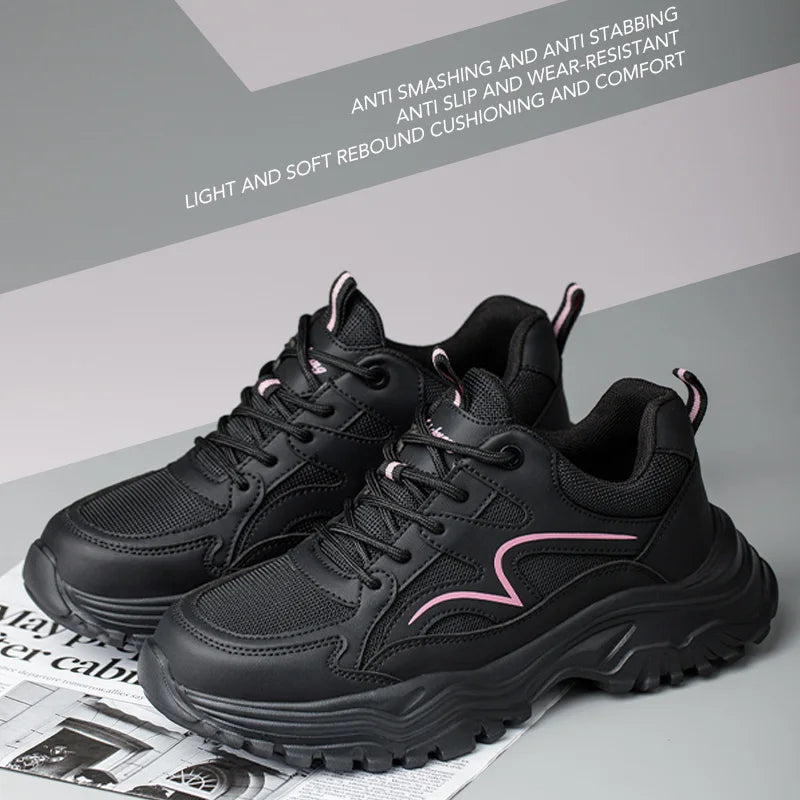 New Fashion Women Safety Shoes For Work Safety Boots Breathable Steel Toe Puncture Proof Sport Work Sneakers Slip-resistant