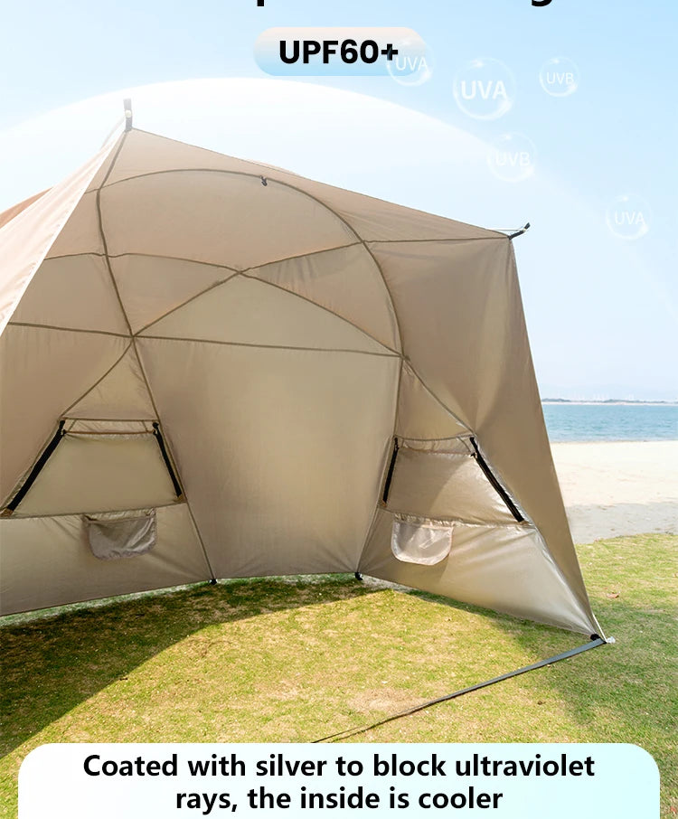 Sonuto Outdoor 4-7 People Camping Park Beach Tent Vinyl Sunscreen Folding Portable Canopy Rainproof And Sunscreen Shelter