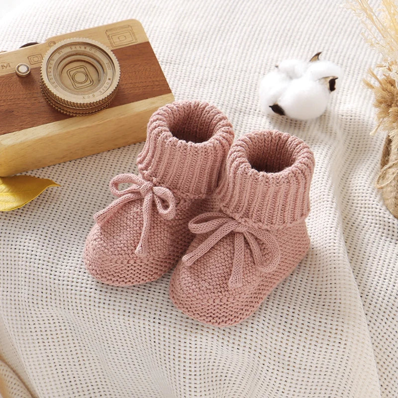 Baby Schuhe 2025 - Gestrickte Neugeborenen Boots Jungen Mädchen - Erste Laufschuhe Weiche Sohle 0-18 Monate