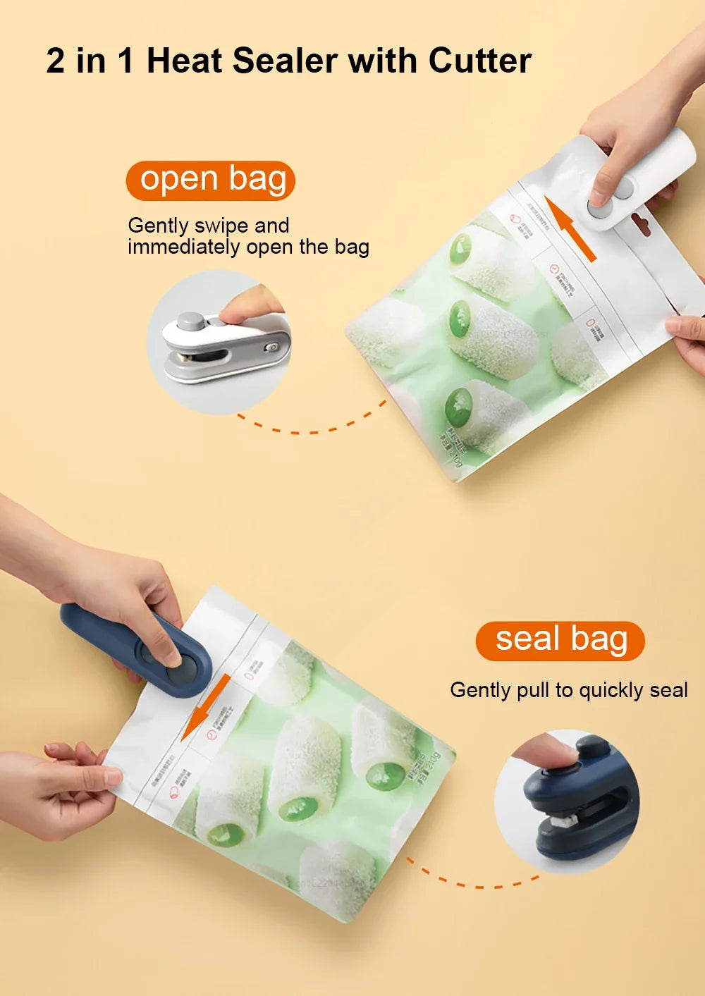 Xiaomi Mini Vacuum Bag Sealing Machine Package Sealer Bags Plastic Food Sealer Clip Bag Handheld Sealer Food Packaging For Home