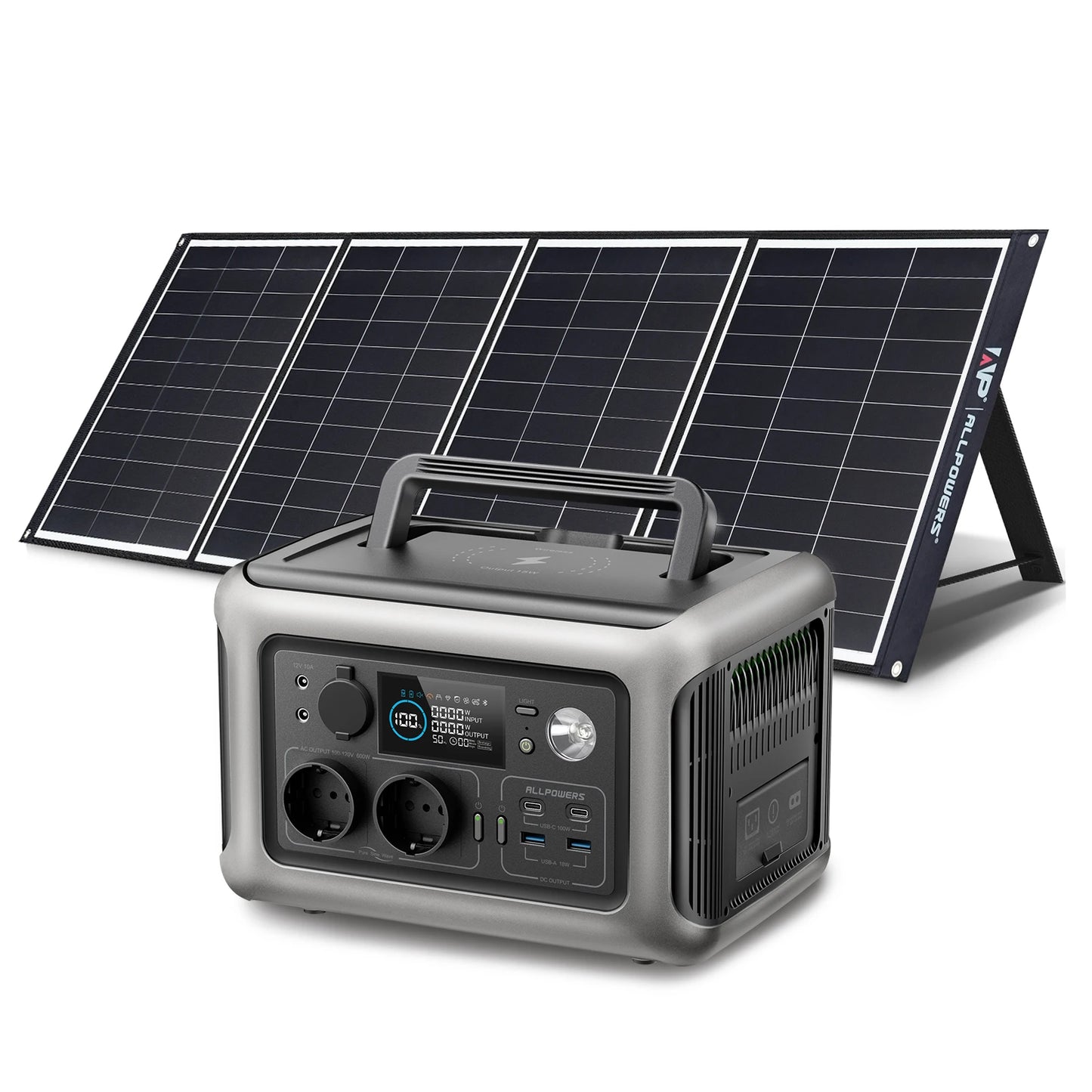 ALLPOWERS R600 Portable Powerstation with Solarpanel (Optional),299Wh 600W LiFePO4 Battery for Home Backup Outdoors Camping RV
