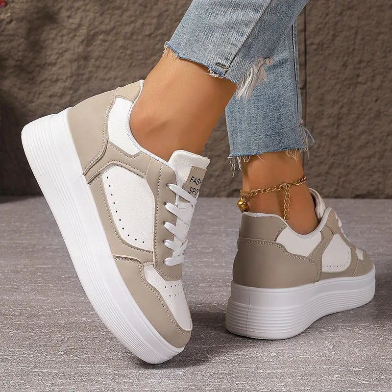 Women Sneakers for Thick Platform Casual Shoes 2025 Spring New Patchwork Sport Shoes Outdoor Comfort Anti-Slip Woman Sneaker