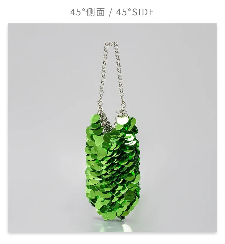 Fashion Sequins Crossbody Bag for Women Designer Metallic Women Handbags Shinny Party Shoulder Bags Luxury Evening Clucth Purses