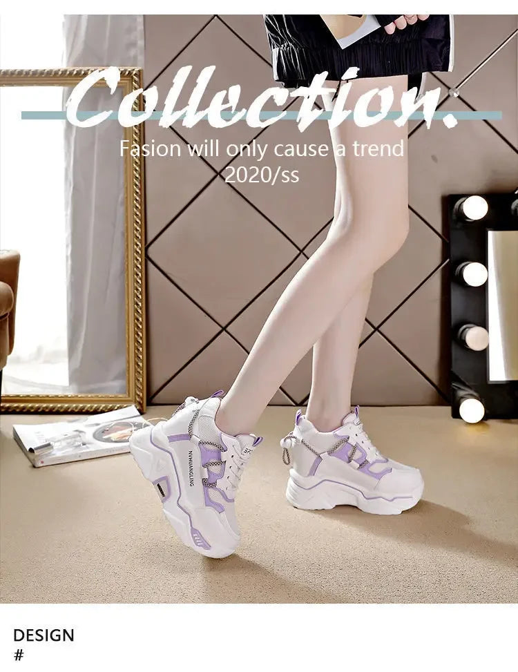 Sneakers Women Sports Shoes Platform Mesh Breathable Vulcanized Shoe Wedge Casual Comfort Woman Summer Zapatos Mujer2024