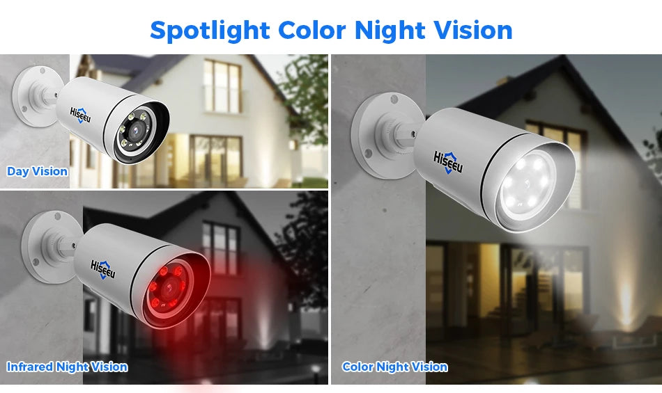 Hiseeu 4K 8MP POE Security IP Camera System Waterproof Full Color AI Face Detection 4CH NVR H.265 Surveillance CCTV Cameras Kit