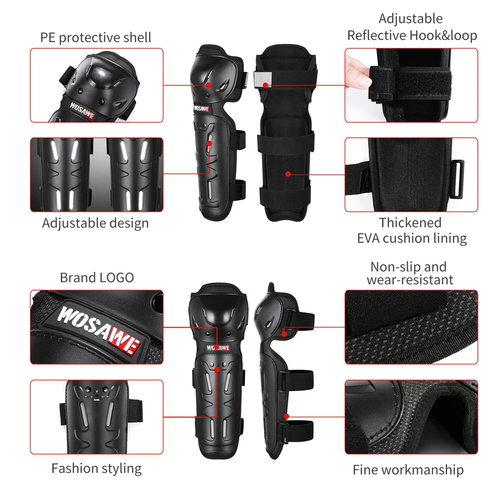 WOSAWE Sports Knee & Elbow Pads Motorcycle Knee Protection Ski Motocross Shin Guards Dirt Bike Off-road Cycling Knee Protector