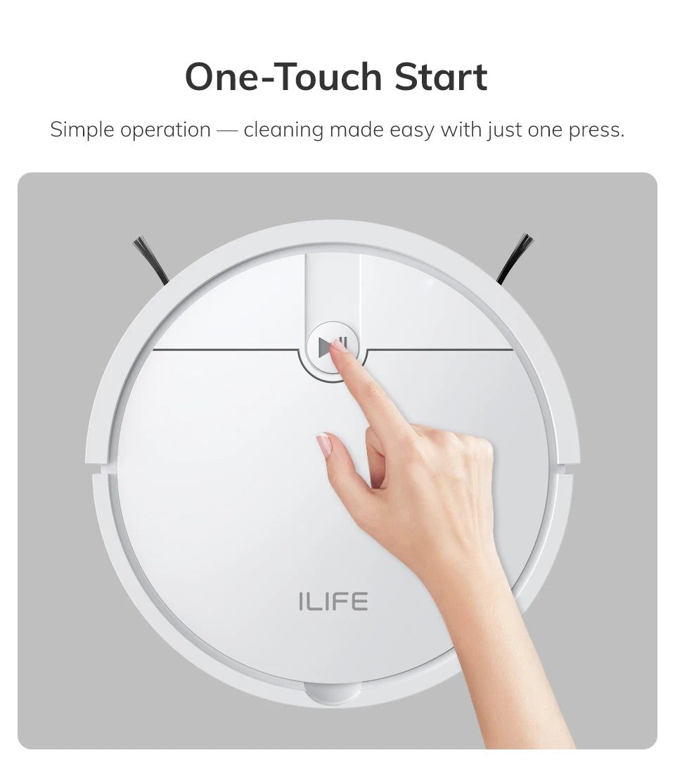 Aspirator robot ILIFE V2, autonomie de 120 de minute, aspirator robot cu autoîncărcare, subțire, silențios, ideal pentru păr de animale și podele dure