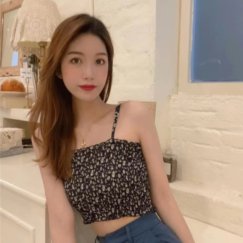 Maiou de damă 2025 - Camizolă din dantelă cu imprimeu floral și absorbante integrate pentru sutien